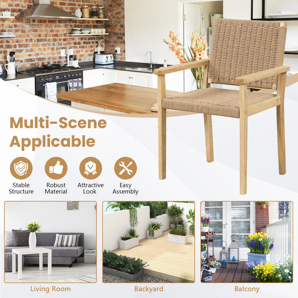 Spacious seat will relieve your fatigue and stress <br>Super sturdy with 400 lbs max load <br>Premium rubber wood frame offers strong support <br>Elegant and durable woven paper rope offers you a better sitting experience <br>Anti-slip footpads improve th
