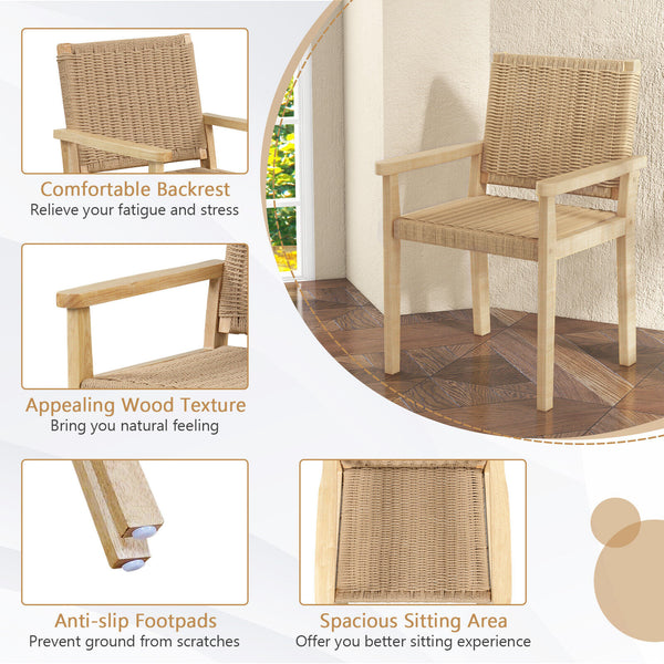 Spacious seat will relieve your fatigue and stress <br>Super sturdy with 400 lbs max load <br>Premium rubber wood frame offers strong support <br>Elegant and durable woven paper rope offers you a better sitting experience <br>Anti-slip footpads improve th