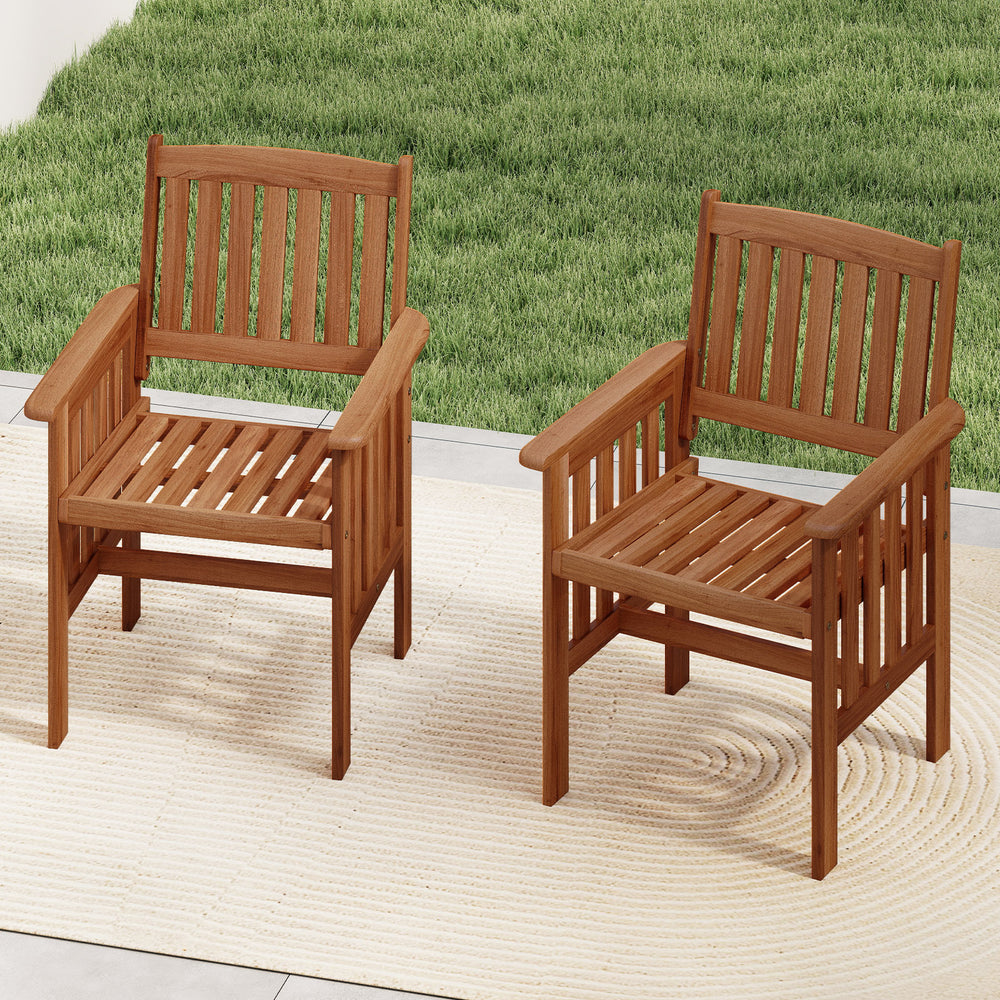 Solid wood frame to ensure the overall endurance<br>Please regularly oil (not included) the wood surface for optimal maintenance<br>Ergonomic comfort with armrests and inclined backrest<br>Promote ventilation with slatted seat<br>Added stability with firm