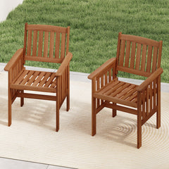 Solid wood frame to ensure the overall endurance<br>Please regularly oil (not included) the wood surface for optimal maintenance<br>Ergonomic comfort with armrests and inclined backrest<br>Promote ventilation with slatted seat<br>Added stability with firm