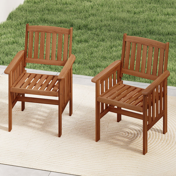 Solid wood frame to ensure the overall endurance<br>Please regularly oil (not included) the wood surface for optimal maintenance<br>Ergonomic comfort with armrests and inclined backrest<br>Promote ventilation with slatted seat<br>Added stability with firm