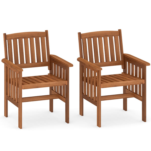 Solid wood frame to ensure the overall endurance<br>Please regularly oil (not included) the wood surface for optimal maintenance<br>Ergonomic comfort with armrests and inclined backrest<br>Promote ventilation with slatted seat<br>Added stability with firm