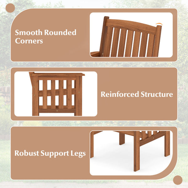 Solid wood frame to ensure the overall endurance<br>Please regularly oil (not included) the wood surface for optimal maintenance<br>Ergonomic comfort with armrests and inclined backrest<br>Promote ventilation with slatted seat<br>Added stability with firm