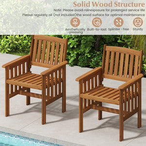 Solid wood frame to ensure the overall endurance<br>Please regularly oil (not included) the wood surface for optimal maintenance<br>Ergonomic comfort with armrests and inclined backrest<br>Promote ventilation with slatted seat<br>Added stability with firm