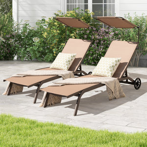 6-level adjustable backrest meets your different needs<br>Rotatable canopy makes you relax in the sunshade<br>Rotary hidden cupholder makes it easy to take drinks<br>High stability with heavy-duty and rustproof metal frame<br>Anti-slip footpads improve st