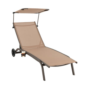 6-level adjustable backrest meets your different needs<br>Rotatable canopy makes you relax in the sunshade<br>Rotary hidden cupholder makes it easy to take drinks<br>High stability with heavy-duty and rustproof metal frame<br>Anti-slip footpads improve st