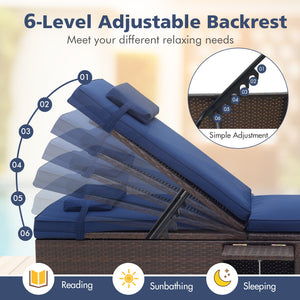 6-level backrest with simple adjustment meets your different relaxing needs<br>Side table can be folded when not in use<br>Well-woven rattan surface for more elegance and durability<br>Comfortable to sit with long cushion and detachable headrest<br>Zipper