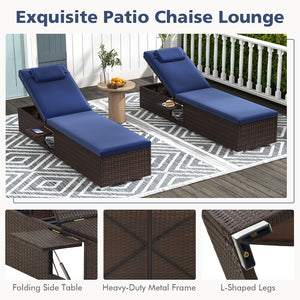 6-level backrest with simple adjustment meets your different relaxing needs<br>Side table can be folded when not in use<br>Well-woven rattan surface for more elegance and durability<br>Comfortable to sit with long cushion and detachable headrest<br>Zipper