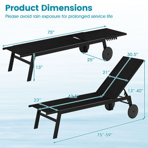 Customize your position with a 6-level adjustable backrest<br>The backrest includes a full flat position for better sunbathing<br>Long-lasting adjustment brackets for a user-friendly design<br>Make you feel comfortable with breathable fabric<br>Quick-dryi