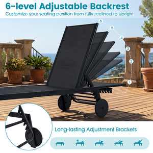 Customize your position with a 6-level adjustable backrest<br>The backrest includes a full flat position for better sunbathing<br>Long-lasting adjustment brackets for a user-friendly design<br>Make you feel comfortable with breathable fabric<br>Quick-dryi