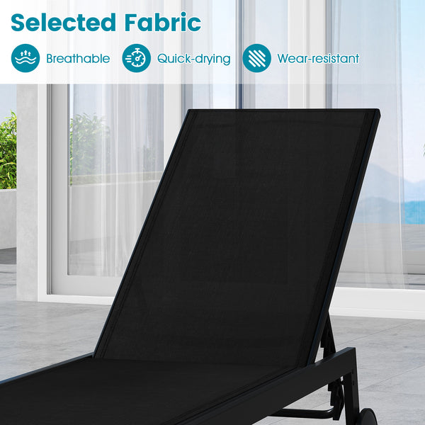 Customize your position with a 6-level adjustable backrest<br>The backrest includes a full flat position for better sunbathing<br>Long-lasting adjustment brackets for a user-friendly design<br>Make you feel comfortable with breathable fabric<br>Quick-dryi