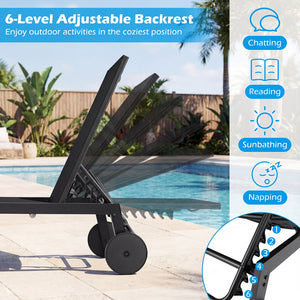 Customize your position with a 6-level adjustable backrest<br>The backrest includes a full flat position for better sunbathing<br>Long-lasting adjustment brackets for a user-friendly design<br>Make you feel comfortable with breathable fabric<br>Quick-dryi