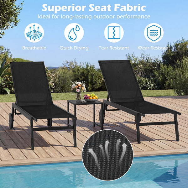Customize your position with a 6-level adjustable backrest<br>The backrest includes a full flat position for better sunbathing<br>Long-lasting adjustment brackets for a user-friendly design<br>Make you feel comfortable with breathable fabric<br>Quick-dryi