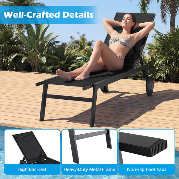 Customize your position with a 6-level adjustable backrest<br>The backrest includes a full flat position for better sunbathing<br>Long-lasting adjustment brackets for a user-friendly design<br>Make you feel comfortable with breathable fabric<br>Quick-dryi