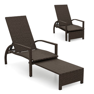 Refined mix brown PE rattan ensures lasting durability and timeless appeal <br>6-position adjustable backrestÂ for ideal relaxation angles Â  <br>Handy retractable ottomanÂ slides neatly under chair Â  <br>Side stop barsÂ prevent ottoman from sliding out 