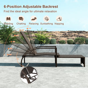 Refined mix brown PE rattan ensures lasting durability and timeless appeal <br>6-position adjustable backrestÂ for ideal relaxation angles Â  <br>Handy retractable ottomanÂ slides neatly under chair Â  <br>Side stop barsÂ prevent ottoman from sliding out 