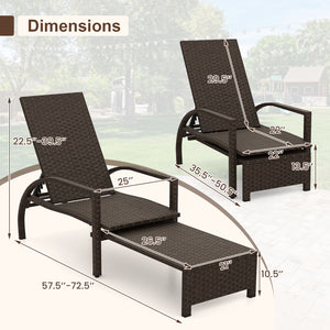 Refined mix brown PE rattan ensures lasting durability and timeless appeal <br>6-position adjustable backrestÂ for ideal relaxation angles Â  <br>Handy retractable ottomanÂ slides neatly under chair Â  <br>Side stop barsÂ prevent ottoman from sliding out 