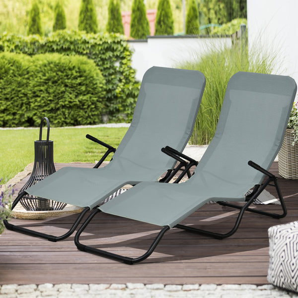 Lie on this 2-piece patio chaise lounges with your beloved one and enjoy a relaxing summer afternoon! Â  The ergonomically designed seat with high backrest and non-slip armrests provides you with an ultra-comfortable lying experience. And you can swing ba