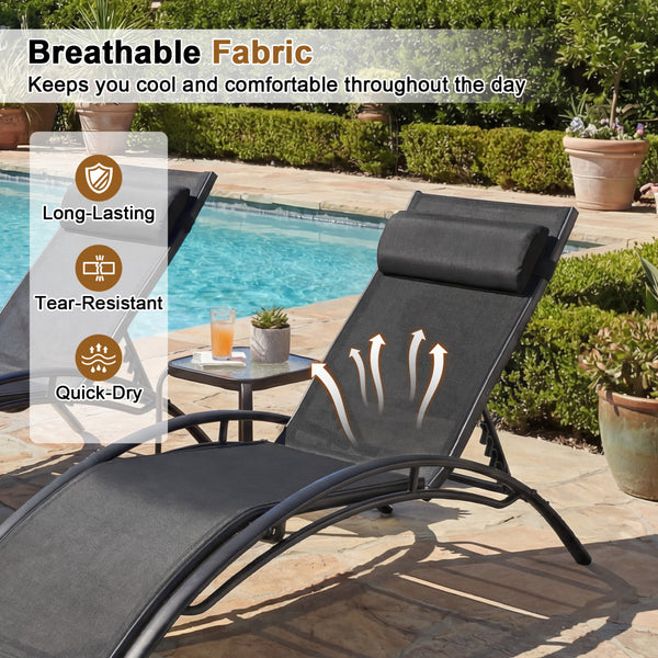 5 adjustable backrest levels for personalized comfort<br>Heavy-duty metal frame ensures sturdy support<br>Non-slip foot pads provide enhanced outdoor stability<br>Breathable fabric dries quickly for all-day comfort<br>Tear-resistant material designed for 