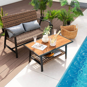 Make rain seep directly from top to bottom thanks to 4D air fiber cushion<br>The DPC tabletop is high temperature resistant for outdoor use <br>Hand-woven mix brown PE rattan for fade resistance and sun protection<br>Sturdy metal frame with anti-slip foot