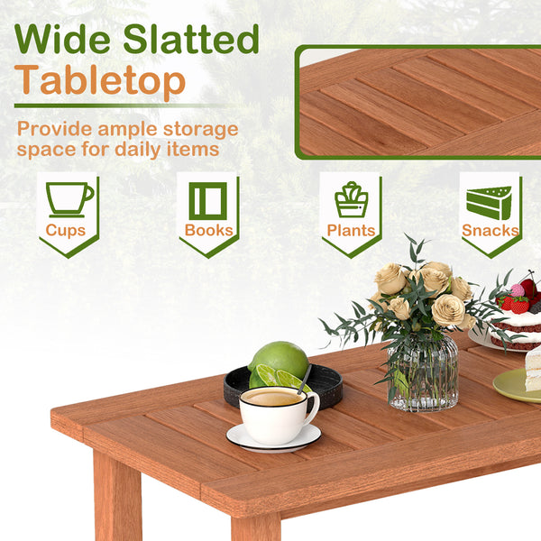 High-quality wood material ensures sturdy & stable structure<br>Exquisite workmanship is suitable for long outdoor use<br>Stable support legs account for reliable construction<br>Smooth painted surface for longer service life<br>Rectangular tabletop provi