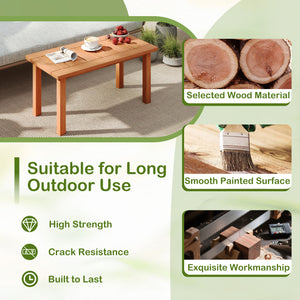High-quality wood material ensures sturdy & stable structure<br>Exquisite workmanship is suitable for long outdoor use<br>Stable support legs account for reliable construction<br>Smooth painted surface for longer service life<br>Rectangular tabletop provi