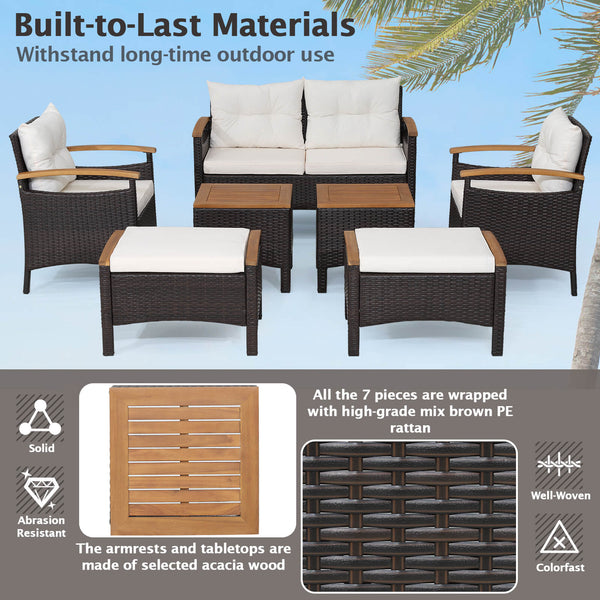 Will be delivered in 3 boxes so the arriving time may be different<br>Screw bag for the whole set is in box 2<br>Ergonomic seat with curved armrests makes you comfortable<br>2 ottomans are perfect to relax your feet<br>Reinforced steel frame makes the 7 p