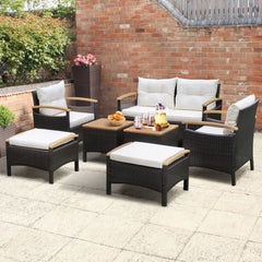 Will be delivered in 3 boxes so the arriving time may be different<br>Screw bag for the whole set is in box 2<br>Ergonomic seat with curved armrests makes you comfortable<br>2 ottomans are perfect to relax your feet<br>Reinforced steel frame makes the 7 p