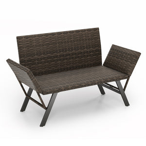 Can be used as a loveseat  a chaise lounge chair or a day bed<br>Spacious sitting area seats up to 2<br>Easy to adjust and fix the armrests with fixing clips and metal hinges<br>Covered with sunproof and attractive PE rattan<br>Padded with breathable and 