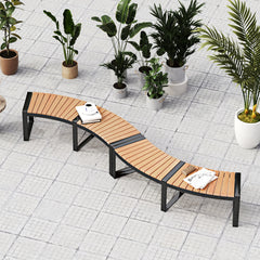 Acacia wood seat for durability and elegance<br>Oil painted surface prolongs the service life<br>Metal legs with adjustable footpads for strong support<br>Reinforced screw connection for higher stability<br>Curved design makes the bench more appealing ver