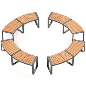 Acacia wood seat for durability and elegance<br>Oil painted surface prolongs the service life<br>Metal legs with adjustable footpads for strong support<br>Reinforced screw connection for higher stability<br>Curved design makes the bench more appealing ver