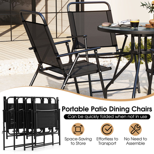 Patio dining set with umbrella is perfect for your patio  lawn and garden<br>Tempered glass tabletop and rustproof frame can stand the test of time<br>The 71" umbrella with strap design for space-saving when not in use<br>Heavy-duty steel frame and breath