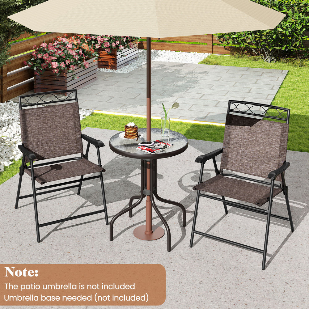 The selected fabric makes you feel breathable on summer days<br>The fabric is also quick-drying for long-lasting performance<br>The sturdy metal frame of the chairs and table provides durability and stability<br>Each patio chair can support up to 330 lbs 