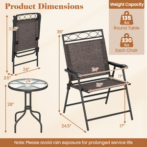 The selected fabric makes you feel breathable on summer days<br>The fabric is also quick-drying for long-lasting performance<br>The sturdy metal frame of the chairs and table provides durability and stability<br>Each patio chair can support up to 330 lbs 