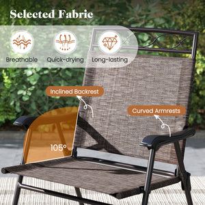 The selected fabric makes you feel breathable on summer days<br>The fabric is also quick-drying for long-lasting performance<br>The sturdy metal frame of the chairs and table provides durability and stability<br>Each patio chair can support up to 330 lbs 