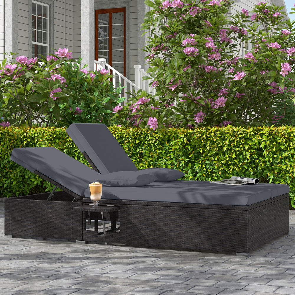 6-level backrest adjustment meets your multiple demands<br>2 backrests can be adjusted independently<br>Rattan surface adds elegance and durability<br>Equipped with soft cushions and pillows for more comfort<br>Cushion covers are simple to detach and main