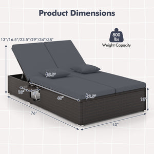 6-level backrest adjustment meets your multiple demands<br>2 backrests can be adjusted independently<br>Rattan surface adds elegance and durability<br>Equipped with soft cushions and pillows for more comfort<br>Cushion covers are simple to detach and main