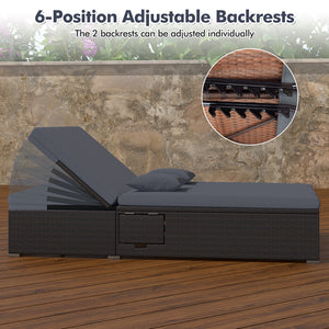 6-level backrest adjustment meets your multiple demands<br>2 backrests can be adjusted independently<br>Rattan surface adds elegance and durability<br>Equipped with soft cushions and pillows for more comfort<br>Cushion covers are simple to detach and main