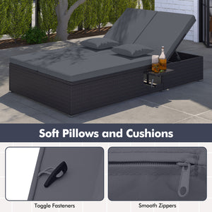 6-level backrest adjustment meets your multiple demands<br>2 backrests can be adjusted independently<br>Rattan surface adds elegance and durability<br>Equipped with soft cushions and pillows for more comfort<br>Cushion covers are simple to detach and main