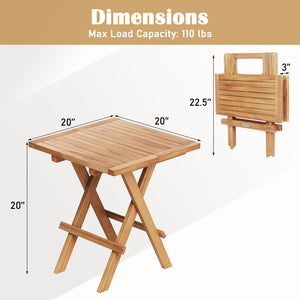 Made of premium teak wood for long-term use<br>X-shaped structure and solid crossbar for higher stability<br>Can be folded into a compact size for space-saving storage<br>9.5 lbs light weight for easy carrying<br>Slatted tabletop prevents water from pooli