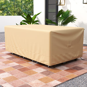 Made of premium polyester fabric with PU coating<br>Resist to all kinds of weathers  whether itâ€™s rainy or sunny<br>Protect the patio table set from sunlight and water<br>Reinforced stitches for longer service life<br>Large handle for easy removal of th