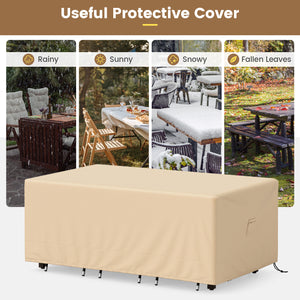 Made of premium polyester fabric with PU coating<br>Resist to all kinds of weathers  whether itâ€™s rainy or sunny<br>Protect the patio table set from sunlight and water<br>Reinforced stitches for longer service life<br>Large handle for easy removal of th