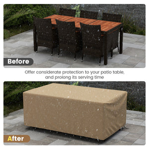 Made of premium polyester fabric with PU coating<br>Resist to all kinds of weathers  whether itâ€™s rainy or sunny<br>Protect the patio table set from sunlight and water<br>Reinforced stitches for longer service life<br>Large handle for easy removal of th