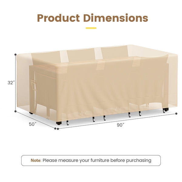 Made of premium polyester fabric with PU coating<br>Resist to all kinds of weathers  whether itâ€™s rainy or sunny<br>Protect the patio table set from sunlight and water<br>Reinforced stitches for longer service life<br>Large handle for easy removal of th
