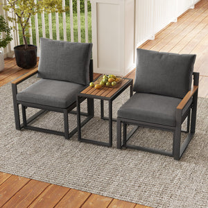 Sturdy frame made of aluminum for high-strength support<br>Adjustable footpads highly improve the stability<br>WPC tabletop and armrests for long-lasting service life<br>Equipped with thickened cushions covered with Olefin fabric<br>Smooth zippers make th