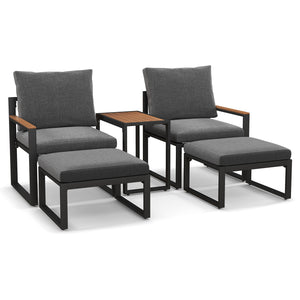 Sturdy frame made of aluminum for high-strength support<br>Adjustable footpads highly improve the stability<br>WPC tabletop and armrests for long-lasting service life<br>Equipped with thickened cushions covered with Olefin fabric<br>Smooth zippers make th