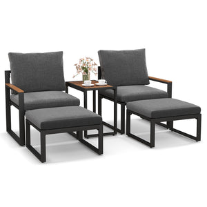 Sturdy frame made of aluminum for high-strength support<br>Adjustable footpads highly improve the stability<br>WPC tabletop and armrests for long-lasting service life<br>Equipped with thickened cushions covered with Olefin fabric<br>Smooth zippers make th