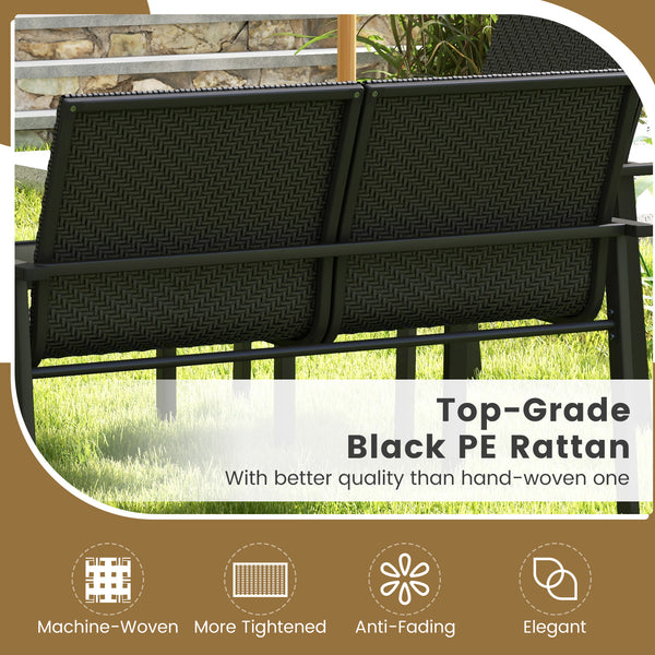 Top grade mix brown/black PE rattan for elegance and durability<br>Comfortable to sit with ergonomic seat and curved back<br>Galvanized metal pipes resist to rust and offer strong support<br>Adjustable footpads of coffee table for higher stability<br>Spac
