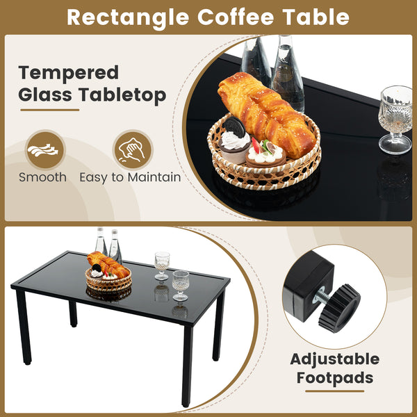 Top grade mix brown/black PE rattan for elegance and durability<br>Comfortable to sit with ergonomic seat and curved back<br>Galvanized metal pipes resist to rust and offer strong support<br>Adjustable footpads of coffee table for higher stability<br>Spac