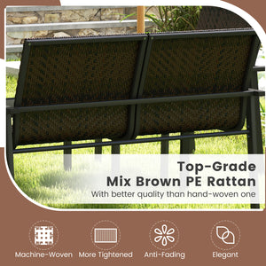 Top grade mix brown/black PE rattan for elegance and durability<br>Comfortable to sit with ergonomic seat and curved back<br>Galvanized metal pipes resist to rust and offer strong support<br>Adjustable footpads of coffee table for higher stability<br>Spac